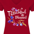 thumbnail image 4 of Inktastic Thankful and Blessed Inspirational Saying with Flowers Women's V-Neck T-Shirt, 4 of 5