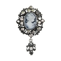 HUANLEDASH Women Brooch Retro Victorian Human Profile Rhinestone Decor Anti-slip Hollow Out Suit Coat Collar Hat Scarf Decoration Clothes Pin Prom Party Garment Jewelry