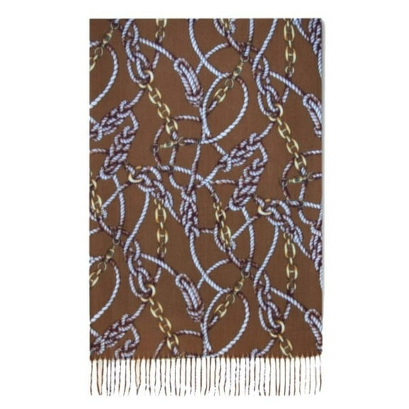 Elegant Brown Polyester Scarf for All Seasons - Versatile Accessory|SOL24A252