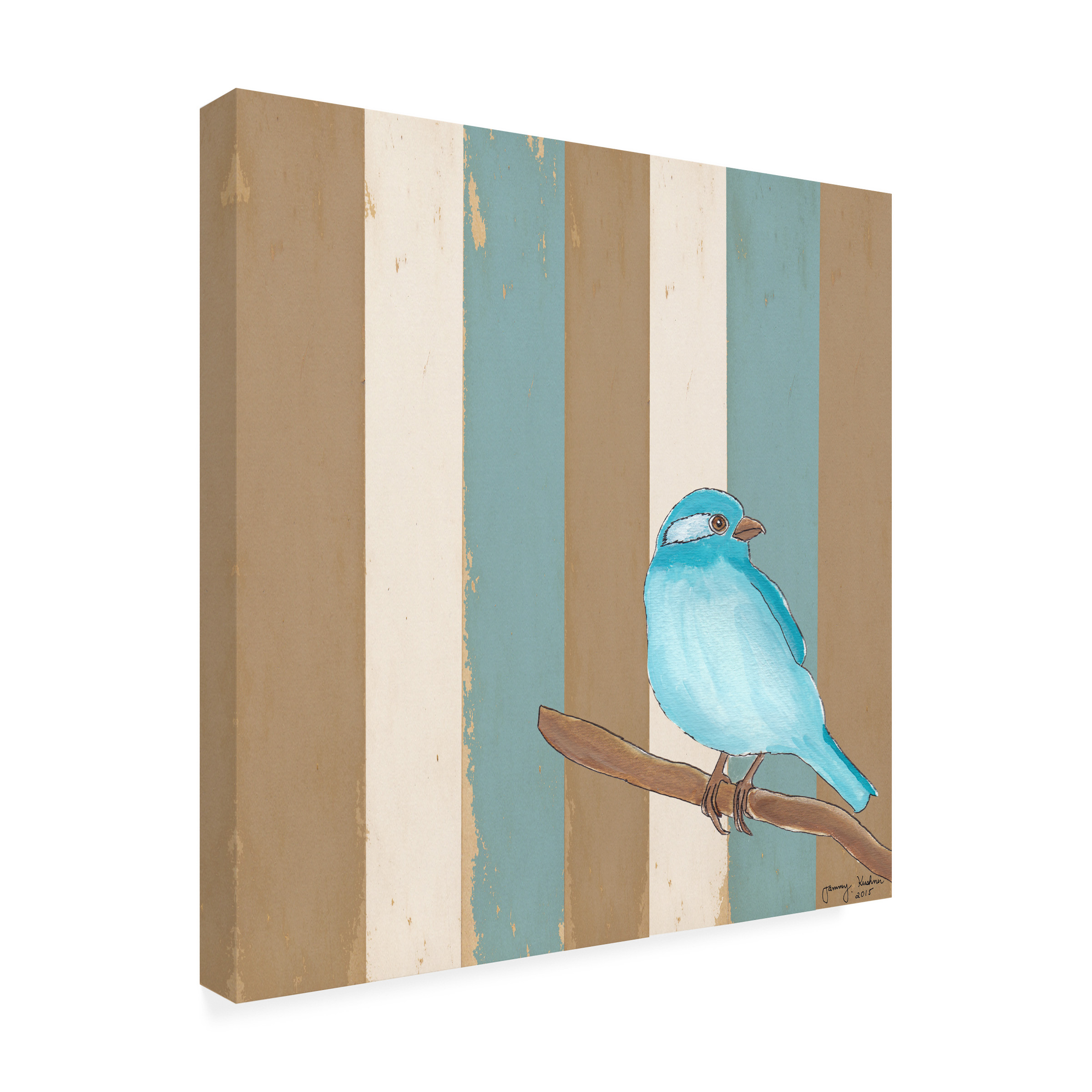 Trademark Fine Art 'Teal Bird With Stripes' Canvas Art by Tammy Kushnir
