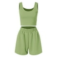 thumbnail image 4 of Hauaitttt Two Piece Outfits Women Summer Shorts Sets 2 Piece Sleeveless Matching Crop Top and High Waisted Shorts for Women Lap for Women Cute Swimming Suits Cute Summer Clothes for Juniors Ladies, 4 of 7