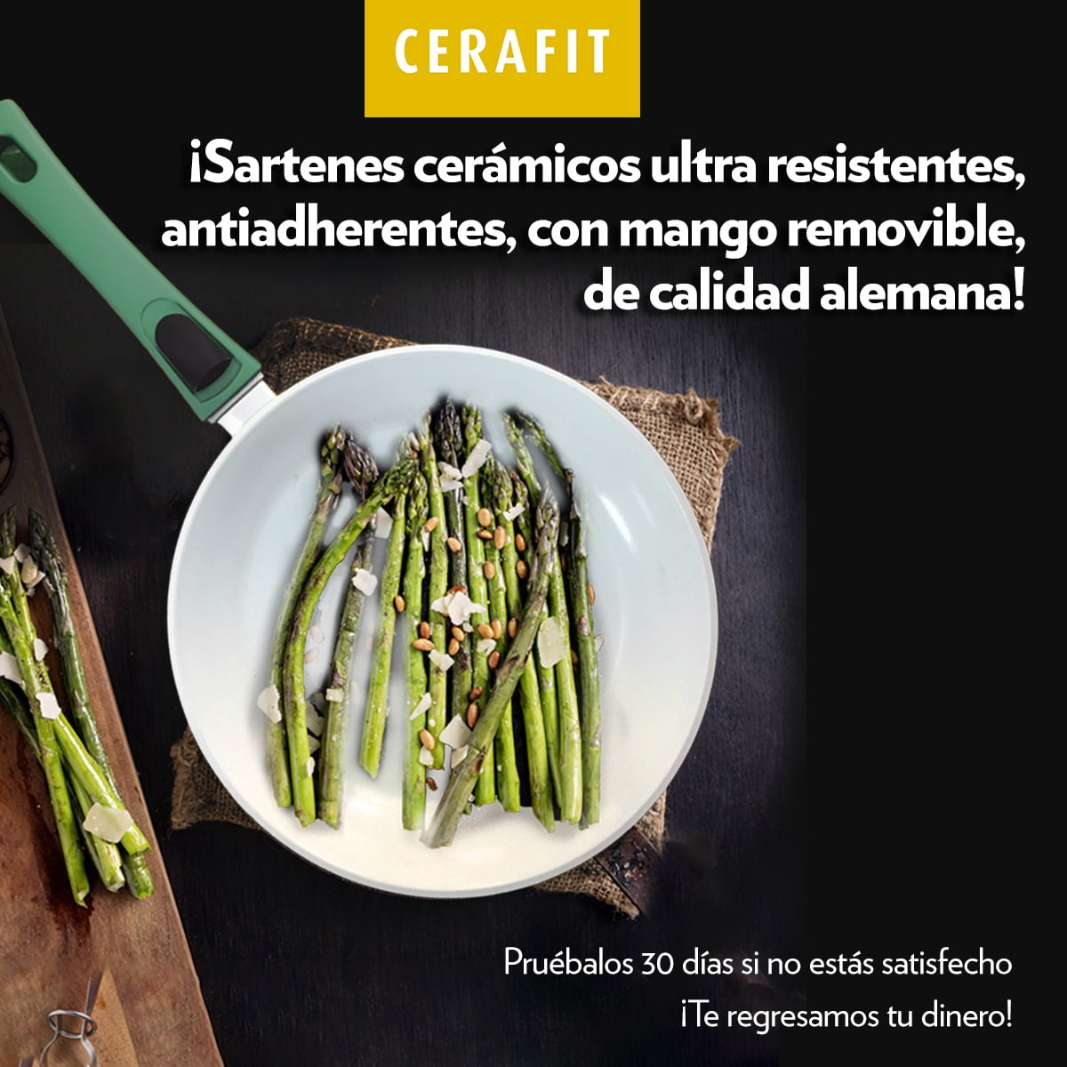 Cerafit Revolution - Juego De 12 Sartenes (tapa De Cristal, Revestimiento De Cerámica, Antiadherente, Mango Extraíble, Todo Tipo De Fuegos De Inducción