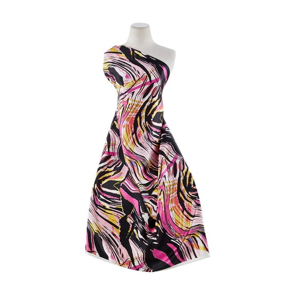 Zelouf Zebra Print On Charmeuse , Sewing, DIY, Crafts Fabric by the Yard, Pink/sun, 3 Yard