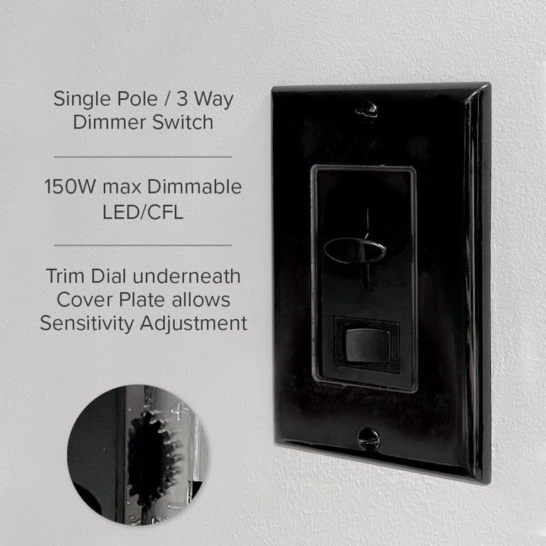 Maxxima 3-Way Dimmer Switch - 600 Watt, LED Compatible, Almond Finish With Wall Plate