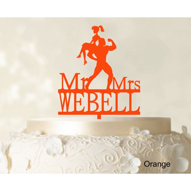 Personalized Mr & Mrs Couple Cake Topper Personalized Orange Cake Topper Color Option Available 5-7 Inches Wide
