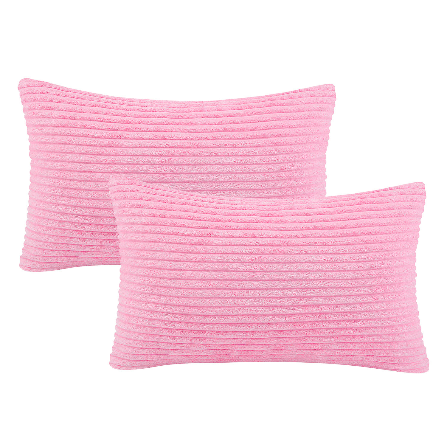Phantoscope 20" x 12" Modern, Contemporary, Transitional Pink Striped Polyester Throw Pillow , ( 2 Count)