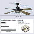 52" Ceiling Fan with Light Remote Control, 5 Blade Wood Home Fan with 3 Lights, Reverse Airflow