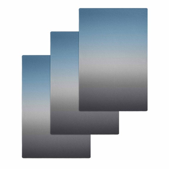 Grey Ombre Kitchen Dish Towels for Drying Dishes Set of 3, Navy Blue Gray Gradient Modern Abstract Art Waffle Weave Microfiber Hand Tea Bathroom Towels Quick Dry & Absorbent Towel 15.7x23.6