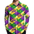 thumbnail image 5 of Fgvctg Mardi Gras Button Up Shirt Men Button Down Cotton Carnival Party Long Sleeve Shirts Fashion Collared Blouses Mask Print Oversized Business Casual Outfits Gold 2XL, 5 of 5
