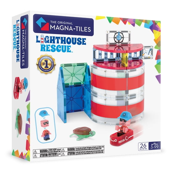 The Original MAGNA-TILES® Lighthouse Rescue 26-Piece Magnetic Construction Set