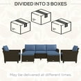 thumbnail image 7 of 5-Piece Patio Furniture Set with PE Rattan Three-Seater Sofa, Armchairs, Footstools, Cushions, Deep Coffee, 7 of 7