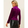 thumbnail image 4 of Chaqueta De Traje De Oficina De Negocios Con Solapa Y 1 Botón De Terciopelo Para Mujer Púrpura M, 4 of 5