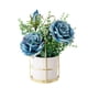 thumbnail image 1 of Injueey Impresionantes flores artificiales con jarrón natural en interiores o exteriores, juego de flores de simulación Decoración rosa azul, 1 of 6