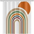 thumbnail image 2 of Mid Century Bohemian Bathroom Shower Curtain Colorful Stripes Arch Orange Sun Boho Shower Curtain with Plastic hookss Waterproof Fabric Polyester Shower Curtain Aesthetics Home Decor, 72x72 Inch, 2 of 6