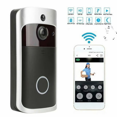 VicTsing Wireless Wifi Doorbell Smart Video Phone Door Visual Ring Intercom Secure Camera Anti-theft Free Cloud Service Two-Way Talk Night Vision PIR Detection APP Control for IOS (Best Secure Messaging App)
