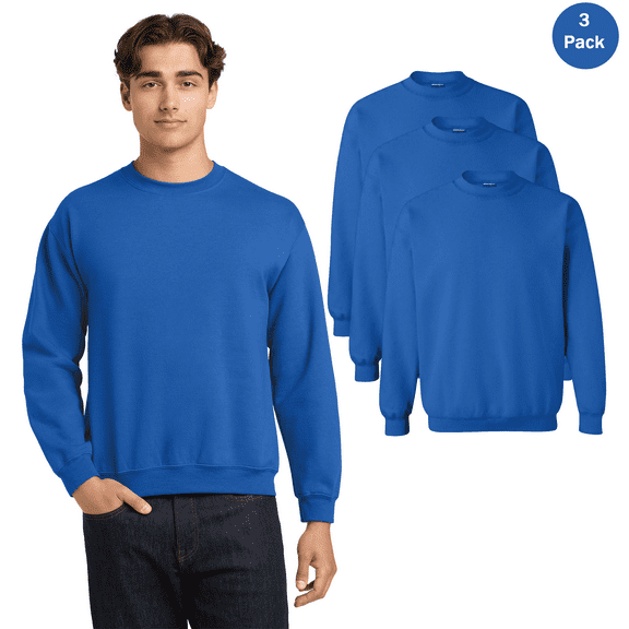 Gildan Adult’s Heavy Blend Crewneck Sweatshirt, Everyday Royal Classic Fit Tee, 3 Pack, Size S