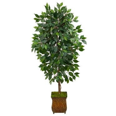 Nearly Natural 51" Ficus Artificial Tree in Metal Planter - 9"