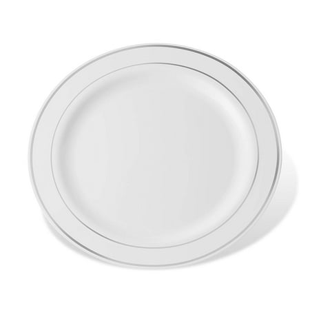 Host & Porter Silver Rim Plastic Lunch Plates, 9", 10 Count