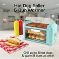 thumbnail image 2 of Nostalgia NCLHDRTO8AQ Hot Dog Roller & Bun Warmer, Aqua, 2 of 7
