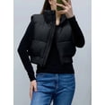 thumbnail image 5 of High Neck Zipper Cropped Puffer Vest Jacket Coat Black S, 5 of 8