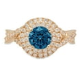 thumbnail image 5 of 1.3125 ct Round Cut Natural London Blue Topaz with Simulated Diamond Halo Accents 14K Yellow Gold Womens Engagement Ring, 5 of 6