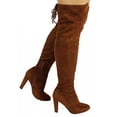 thumbnail image 2 of Wild Diva Lounge Amaya-01 Women's Over The Knee Tie Up High Block Heel Dress Boots, 2 of 5