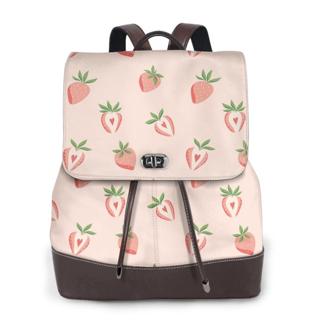 Fotbe Strawberries Mochila Bolso con Estampado para Mujer, Mochila Antirrobo de Nylon Impermeable, Bolsa Ligera de Hombro