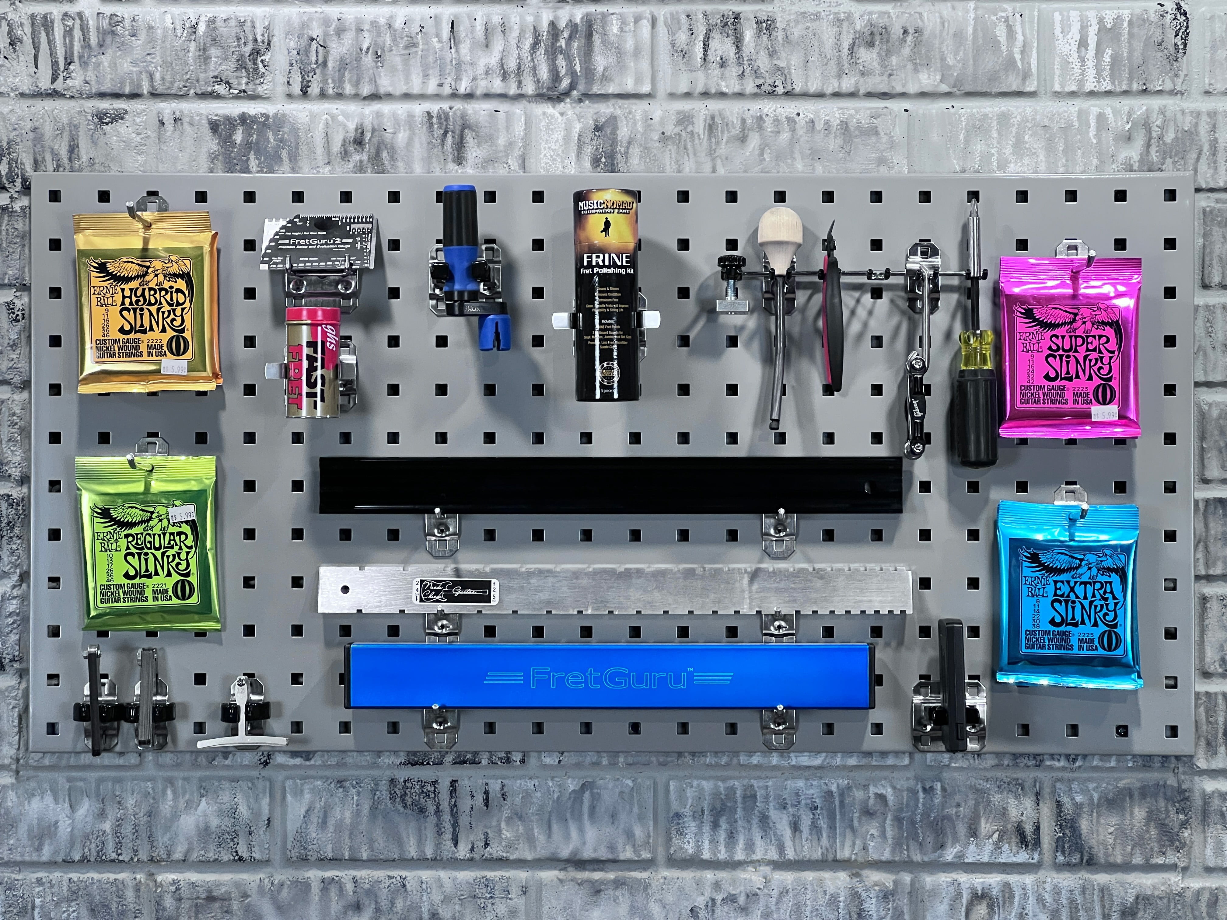 Triton Products LB18-GKit (2) 18" W x 36" H x 9/16" D Gray Steel Pegboards with28 Hooks and 2 Bins