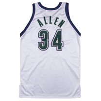 Ray Allen Game Used Team Issued Signed 1999 Milwaukee Bucks Jersey PSA  MEARS