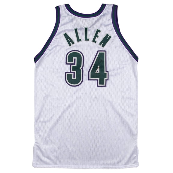Ray Allen Game Used Team Issued Signed 1999 Milwaukee Bucks Jersey PSA  MEARS