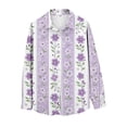 thumbnail image 4 of Endives Women's Button Down Shirt Floral Print Relaxed Fit Long Sleeved Shirt Outerwear Spring Summer Outfit Purple, 4 of 7