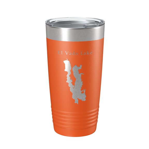 El Vado Lake Map Tumbler Travel Mug Insulated Laser Engraved Coffee Cup New Mexico 20 oz Orange