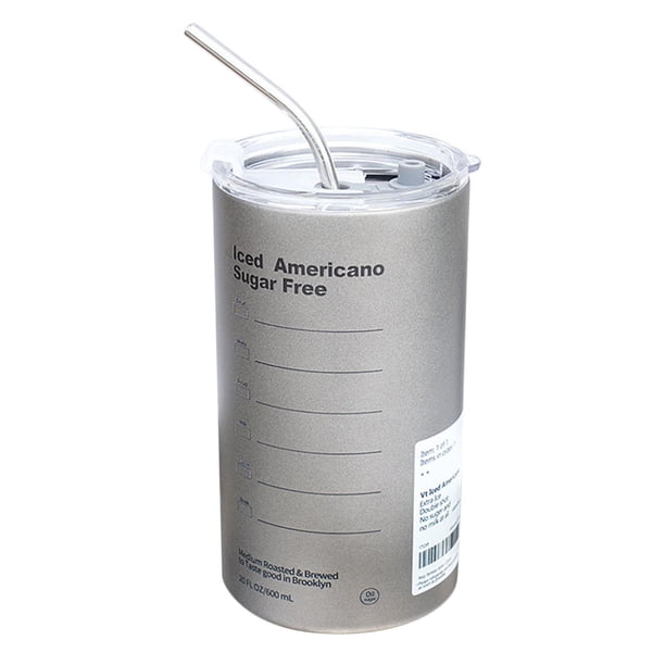 Vaso aislado Taza de café perfecl Reutilizable irrompible con tapa Paja Gris 600ML