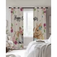 thumbnail image 3 of Spring Easter Blackout Curtains 63 Inches Long, Watercolor Flowers Cute Rabbits Eggs Leaf Beige Thermal Insulated Black Out Curtains, Darken Window Curtain for Bedroom Living Room 52"x63" 2 Panels, 3 of 9