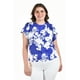 thumbnail image 1 of Blusa manga con olanes Roman Fashion /Tallas Extras, 1843 (Flor Azul rey) azul 36, 1 of 6