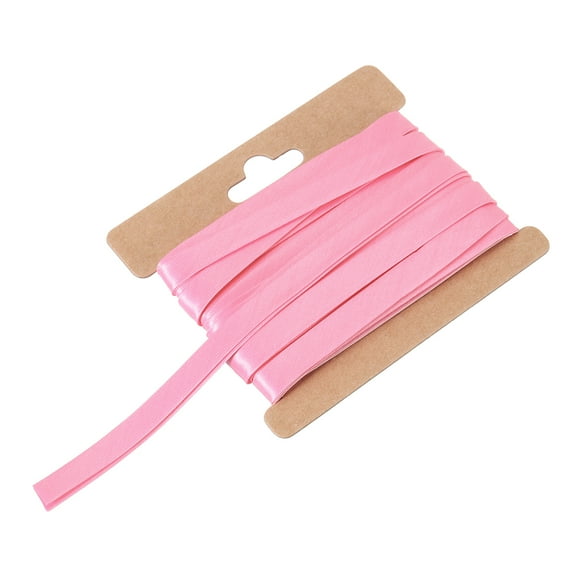 Uxcell Double Fold Bias Tape 1/3 Inch x 6 Yards Satin Pre-fold Tape Pink
