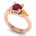 thumbnail image 2 of Diamond-Capitals 2.50 Carat Round Shape Red Ruby & Citrine Gemstone Luxurious Three Stone Wedding Ring for Ladies Solid 18K Rose Gold Size 9.5, 2 of 8