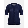 thumbnail image 6 of Scenario Women's and Women's Plus Crewneck Cardigan with Short Sleeves, Lightweight, Sizes XS-4X, 6 of 6