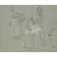 thumbnail image 2 of Léon Augustin Lhermitte 23x20 Black Ornate Framed Double Matted Museum Art Print Titled: Study of Two Women, One Seated and One Holding a Basket (1879), 2 of 5