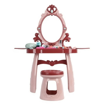 Miarnea Toddler Toys for Age 3  Makeup Vanity Table with Mirror and Chair Kids Toys for Girls, Pretend Play Princess Toy Makeup Table for Birthday Gifts
