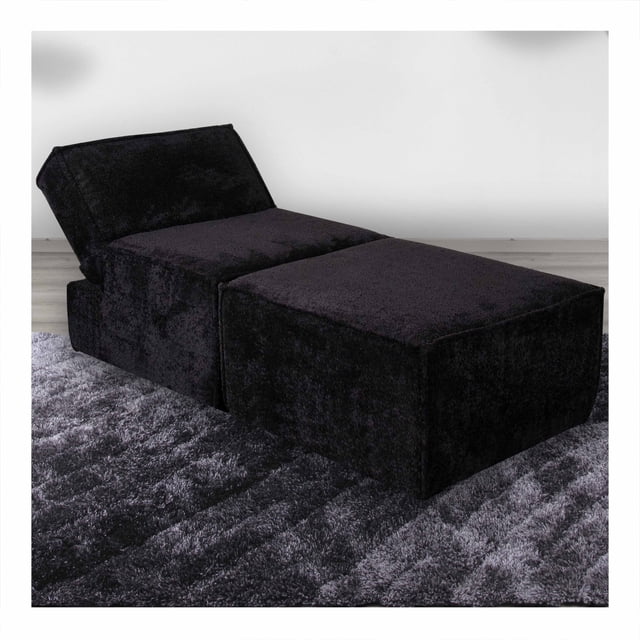 Sofá Cama M&E MUEBLES Fernanda Negro Con Taburete
