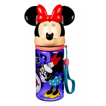 Disney Parks Minnie Mouse Figural Water Bottle with Built-In Straw New With Tag