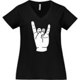 thumbnail image 3 of Inktastic Rocker Horns Women's Plus Size V-Neck T-Shirt, 3 of 5