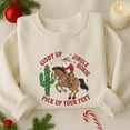 thumbnail image 2 of Giddy Up Jingle Horse Pick Up Your Feet Embroidered Sweatshirt, Christmas Howdy Country Embroidered Shirt, Santa Cowboy Hoodie, 2 of 5