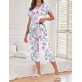 thumbnail image 2 of Ekouaer Womens Capri Pajama Sets Print Short Sleeve Sleepwear Top and Capri Pants Soft Loungewear with Pocket, 2 of 4