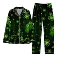 thumbnail image 1 of GDREDA Pyjamas Femmes Femmes Pyjamas Ensemble Assorti Pyjamas des Fêtes Ensemble de Pyjama Classique pour Femmes à Boutons en Satin Long avec Poches Ensembles de Pyjama pour Femmes Pyjamas Vert Armée,P, 1 of 3
