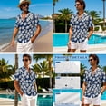 thumbnail image 4 of Xixirimido Hibiscus Flowers Blue Print Hawaii Couple Matching Outfit Men's Hawaiian Shirt and Women's Summer Sleeveless Dress Soft Midi Beach Dresses Matchable Couple Outfits, 4XL, 4 of 7