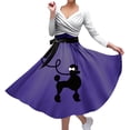 thumbnail image 4 of Robes Femmes Dame 1950 Caniche Manches Courtes Col en V Mode Longues Longueurs Robe Femmes Violet Foncé L, 4 of 4