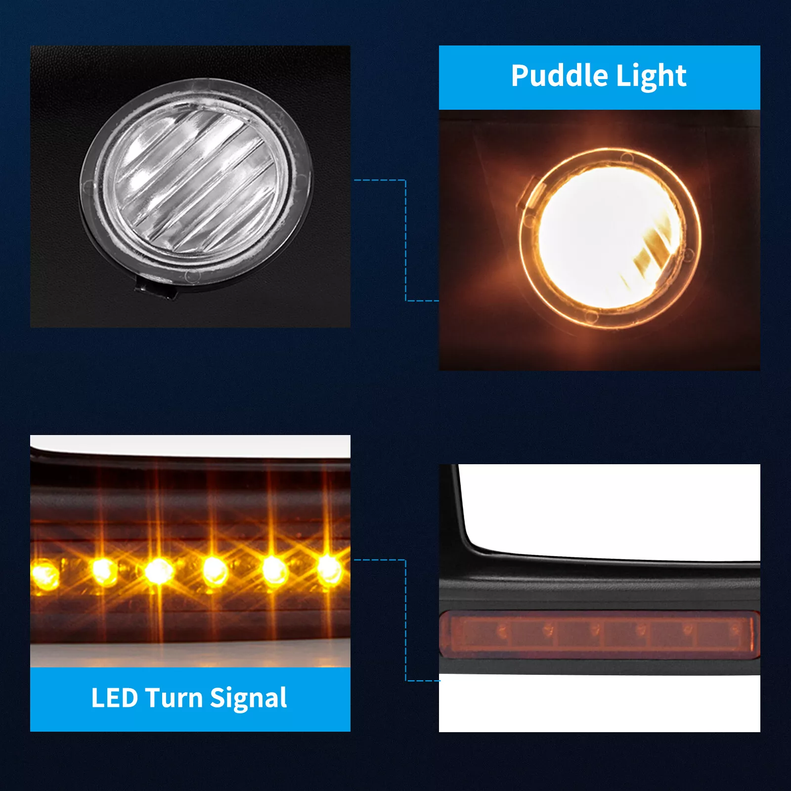 Ledkingdomus Pair of Tow Mirrors For 2004-2006 Ford F150 Power Heated Led Turn Signal Puddle