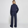 thumbnail image 5 of Huankd Womens 2 Piece Outfits Sweatsuit Set Oversized Half Zip Sweatshirt Wide Leg Sweatpants Lounge Set Tracksuit Dark Blue L, 5 of 6